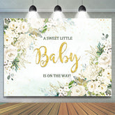Lofaris White Floral Sweet Baby On The Way Shower Backdrop